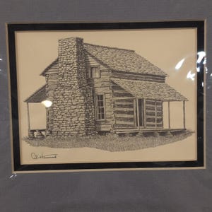 Al Hammond impression vintage cabane en rondins architecture rustique emmêlés art image 5