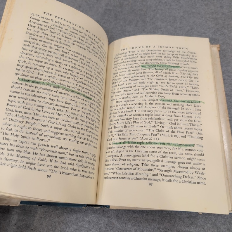 La preparación de sermones, Andrew W. Blackwood, 1948, tapa dura, Abingdon Press imagen 6