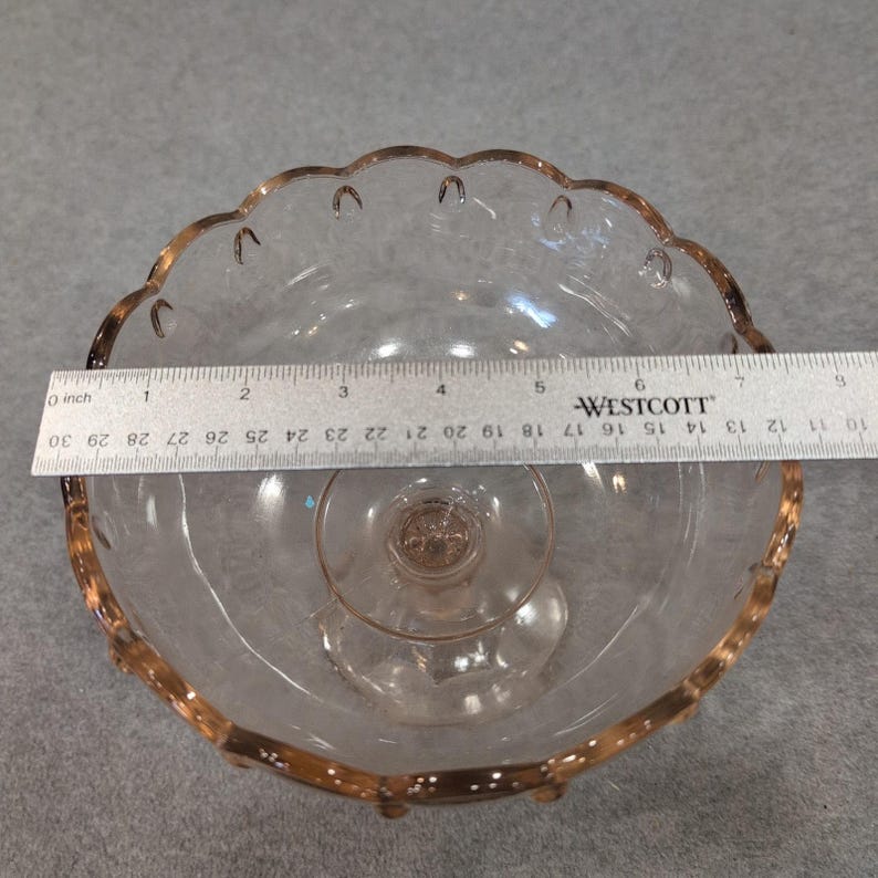 Indiana Glass Garland Teardrop Pink Pedestal Compote Bowl Scalloped Rim Vintage image 5