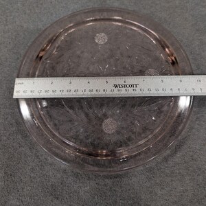 Jeannette Sunflower Pink Depression Glass 3 Footed Cake Plate Vintage 1930s image 7