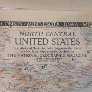 1948 National Geographic North Central United States Map Vintage Fold Out 27x26 image 2