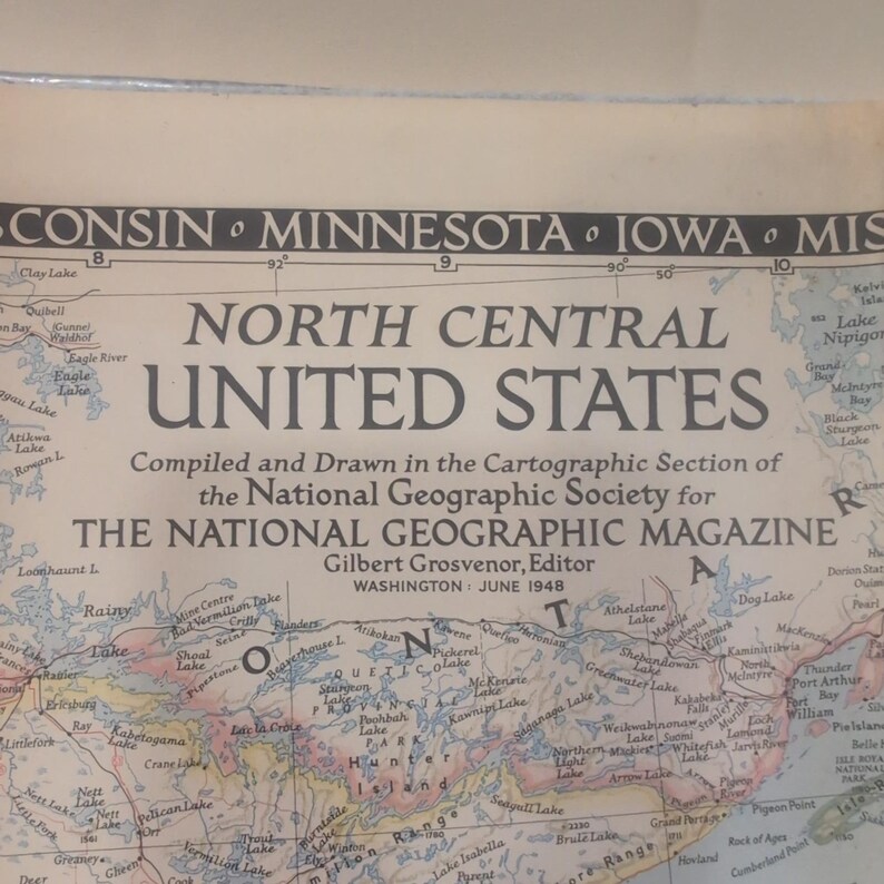 1948 National Geographic North Central United States Map Vintage Fold Out 27x26 image 2