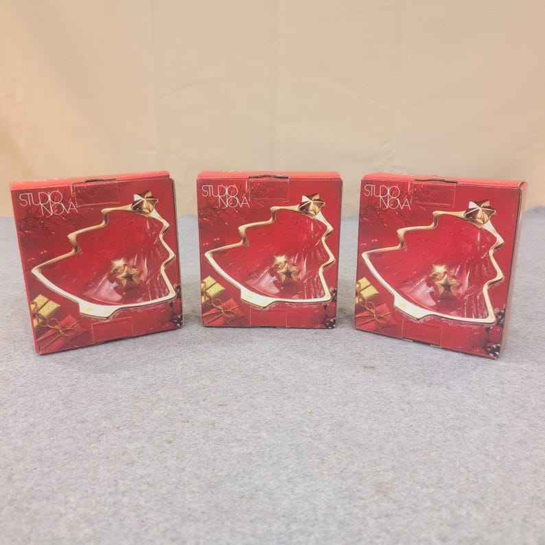 Studio Nova Yuletide Spirit Gold Sweet Dish Weihnachtsbaum Glas Bowle 3er Set Bild 1