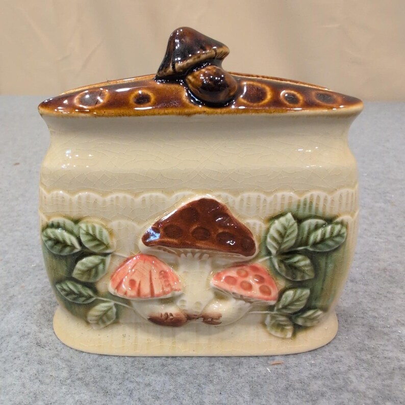 Vintage Mushroom Ceramic Napkin Holder Salt and Pepper Shakers Set Made in Japan image 2