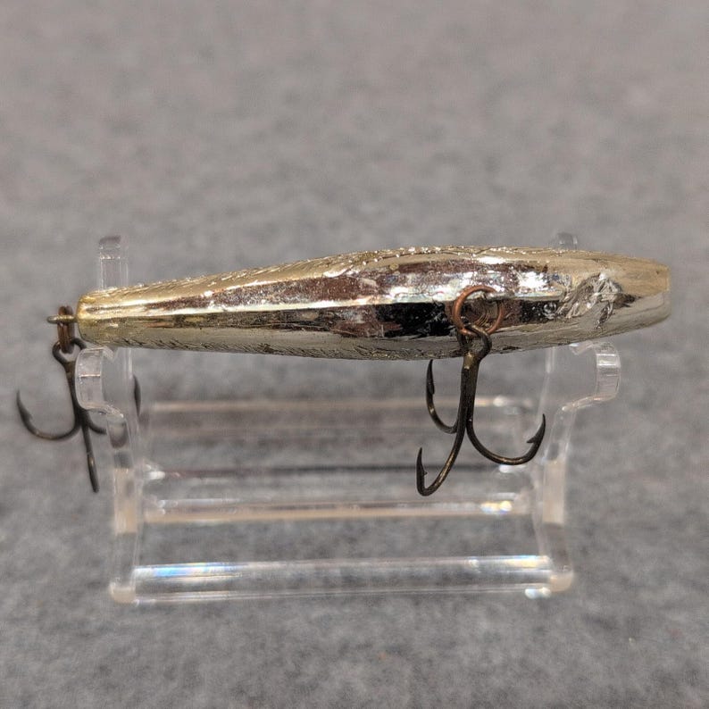Vintage Rebel Racket-Shad Fishing Lure Silver Black Fish Eye Hard Bait image 5