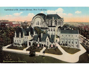 Vintage 1917 Cathedral St Johns Divine NYC Postcard American Art Publishing Co