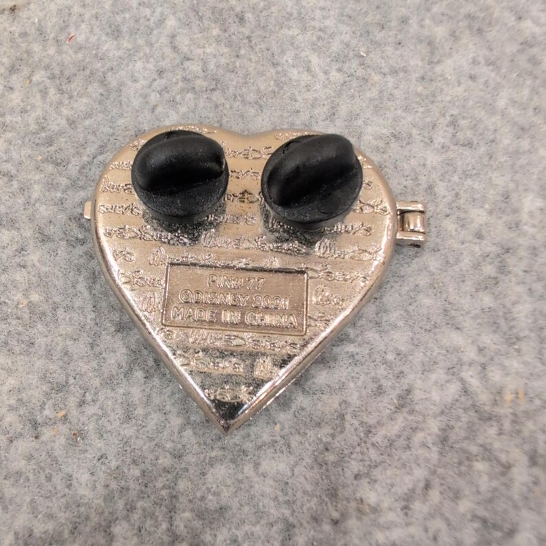 Disney 100th Birthday Walt Disney Heart Locket Pin 77 2001 Silver Tone 1901-2001 image 3