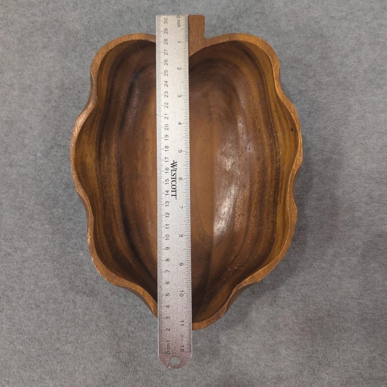Vintage Wood Grape Bunch Shaped Serving Bowl Rustic Kitchen Decor image 2