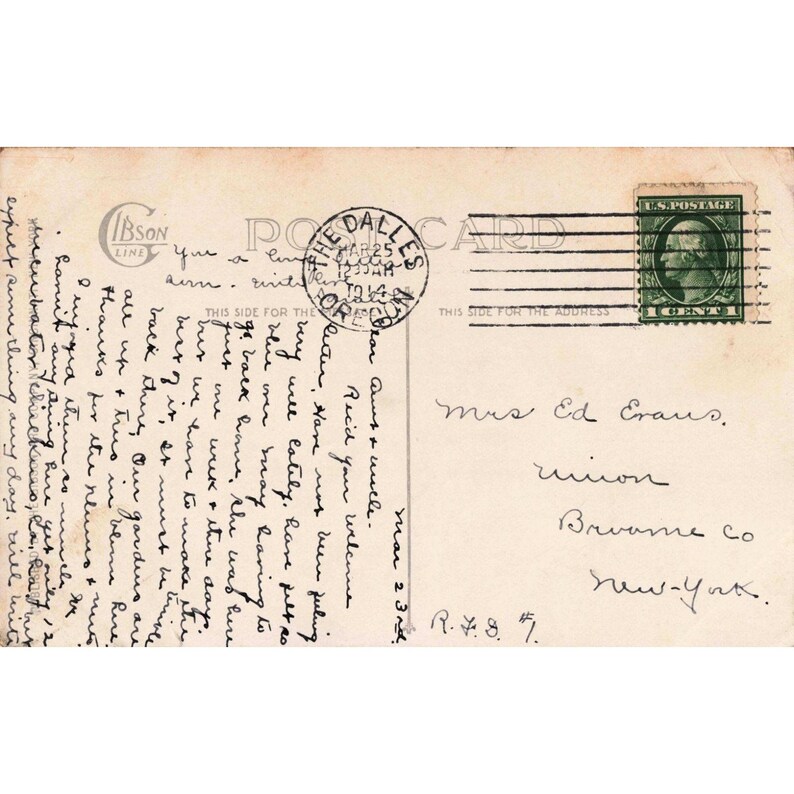 Vintage 1914 Gibson Line Easter Postcard White Floral The Dalles Oregon Postmark image 2