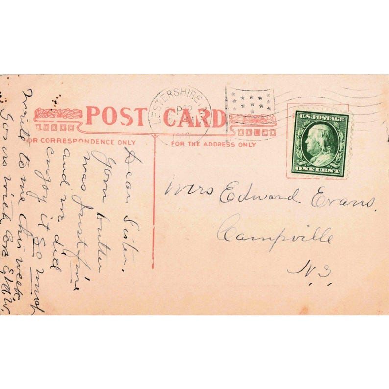 Antyczna pocztówka z 1907 r. przedstawiająca puszyste zwierzaki, długowłose koty, HI Robbins, stempel pocztowy z 1912 r. zdjęcie 2