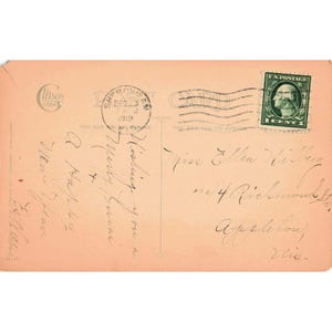 Vintage 1919 Gibson Lines julvykort julstjärna snöscen poststämplat bild 2