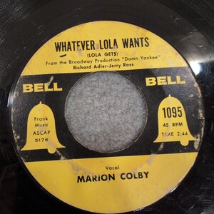 Marion Colby Whatever Lola Wants Heart Damn Yankees Bell 1095 45 RPM Vinyl image 2
