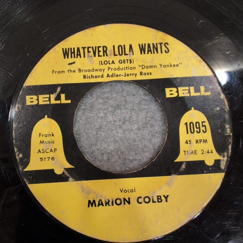 Marion Colby Whatever Lola Wants Heart Damn Yankees Bell 1095 45 RPM Vinyl image 2