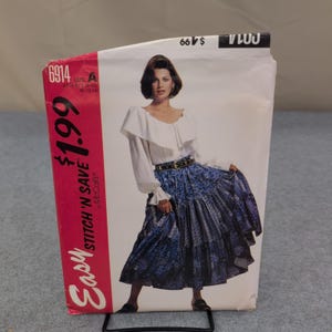 McCalls 6914 Misses Blouse and Tiered Skirt Sewing Pattern Size A XS S M Uncut image 1