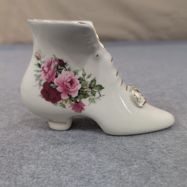 Formalities by Baum Bros White Ceramic Victorian Style Shoe Figurine Floral Rose image 3