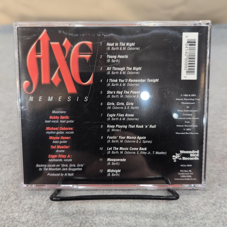 Axe Nemesis CD 2003 Wounded Bird Records Reedición Hard Rock Bobby Barth WOU 9099 imagen 2