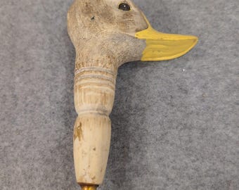 Vintage Style Duck Head Long Handle Shoe Horn Gold Tone Metal Dressing Aid