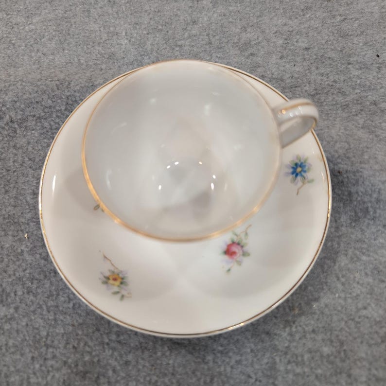 Hand Painted Gold China Made in Occupied Japan Teacup Saucer Floral Gilded Rim image 2