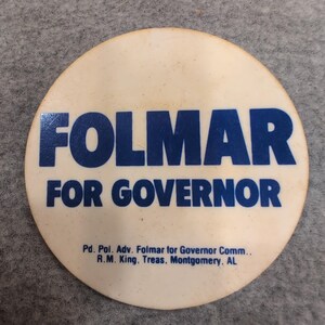 1982 Emory Folmar för guvernörskampanjen Pin Montgomery AL Politiska memorabilia bild 1
