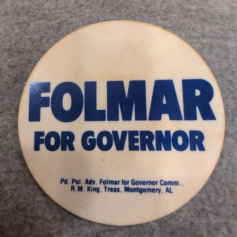 1982 Emory Folmar för guvernörskampanjen Pin Montgomery AL Politiska memorabilia bild 1