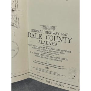 VTG 1973 Dale County Alabama General Highway Map 20" x 18" Ozark Daleville image 2
