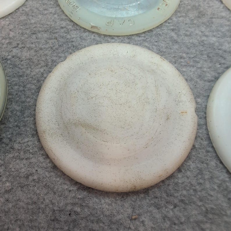6 Vintage White Crown & More Canning Milk Jar Lids image 7