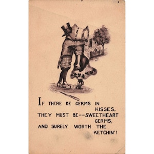 Vintage 1912 RPPC Sweetheart Germs Kissing Comic Postcard Majestic Rubbish 500 Bild 1