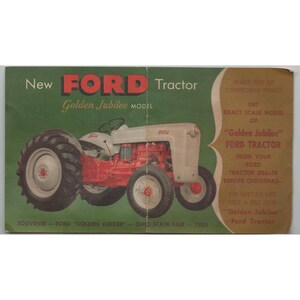 Carte postale souvenir du tracteur Ford modèle Jubilé d'or de 1953, présentée à la foire d'État de l'Ohio image 1