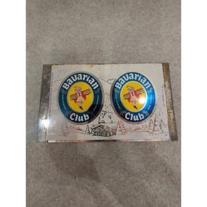 Vintage Bavarian Club Beer Metal Label Sheet Jos Huber Brewing Co Wisconsin image 1
