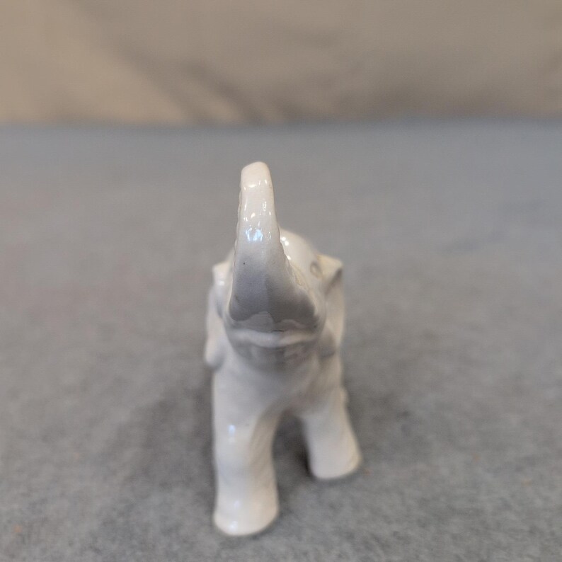 Vintage White Ceramic Elephant Figurine Trunk Up Good Luck Made in Brasil image 3