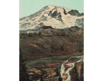 Antikt vykort från Mount Rainier, Paradise Valley, Washington, från 1909, AH Barnes, VG