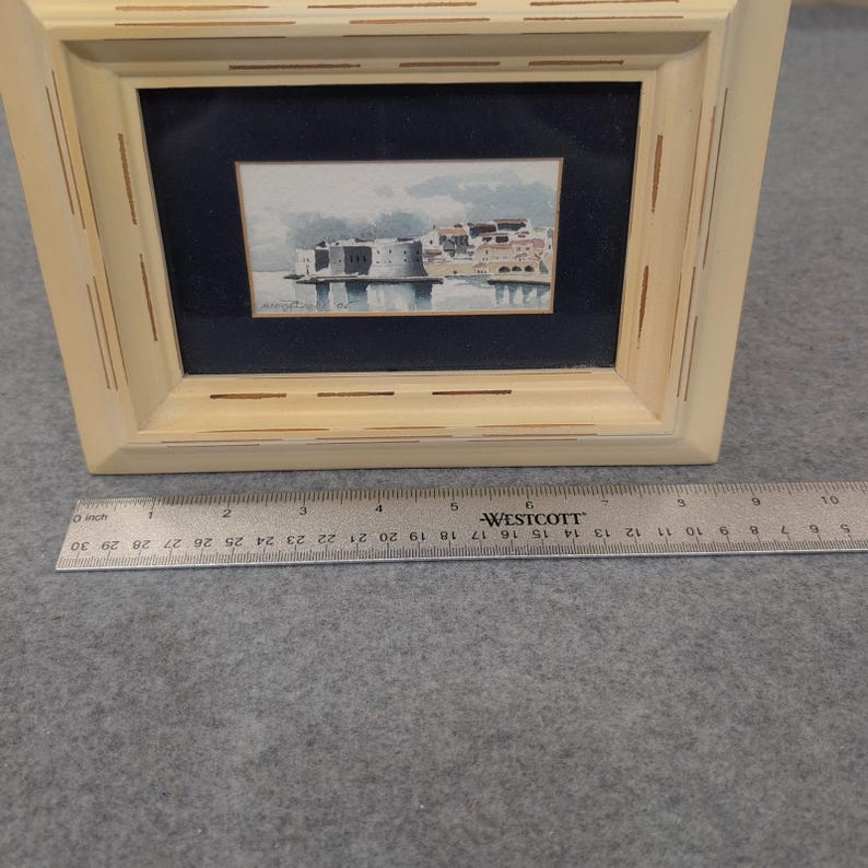 Mery Ortolio-Biocic Original Miniature Watercolor Coastal Fortress Painting 2005 image 9