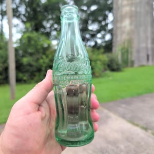 Vintage Coca-Cola Anniston Alabama 1957 Hobbleskirt Embossed Green Coke Bottle image 1