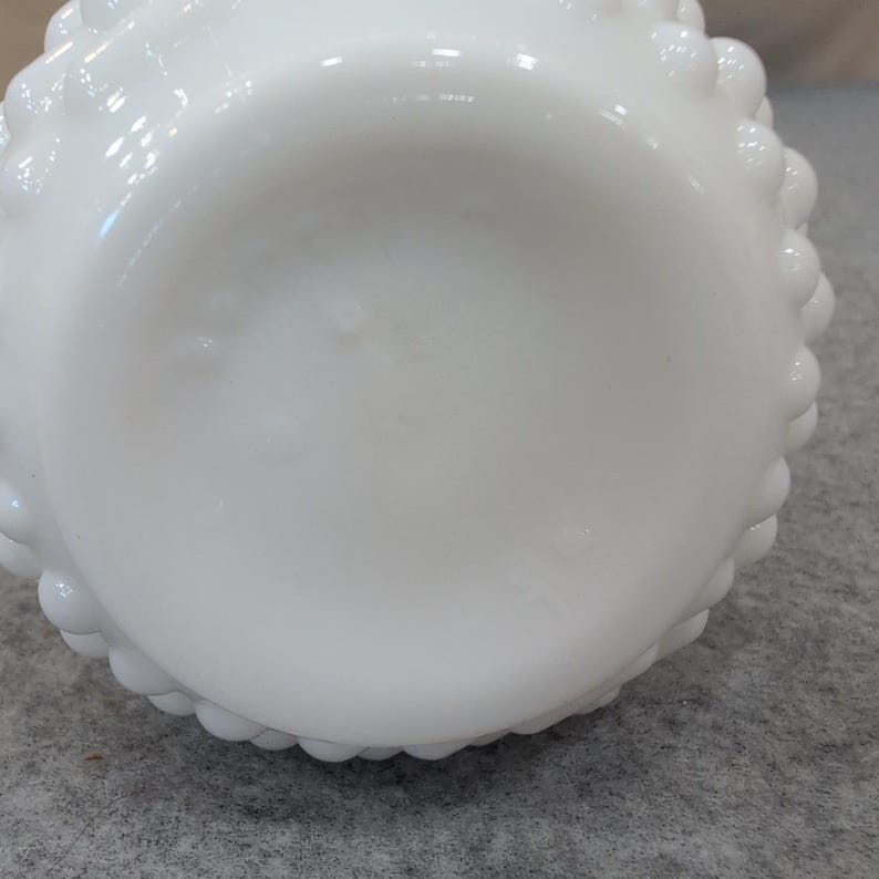 Vintage Fenton White Milk Glass Hobnail Bud Vase Bulbous Base Retro Decor image 6