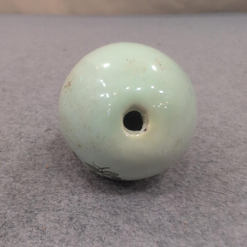 Vintage Floral Ceramic Decorative Egg Pale Green Rose Pattern Ornament image 3