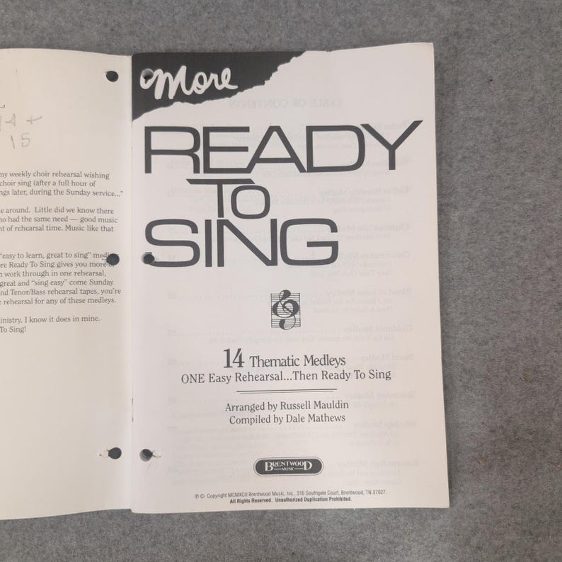 13 Pack More Ready To Sing 14 Thematic Medleys SATB Russell Mauldin Brentwood image 3
