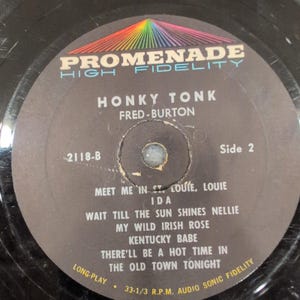 Fred Burton Honky Tonk vinyl LP Promenade 2118 The Old Professor Jazz Piano afbeelding 5