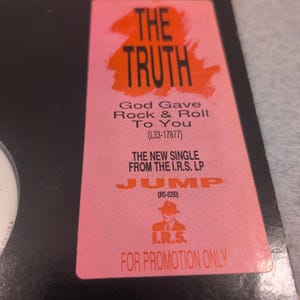 The Truth God Gave Rock & Roll To You 12" Vinyl Promo Single IRS Records 1989 image 2
