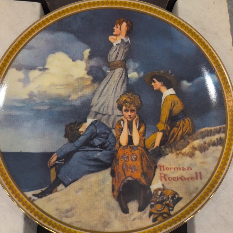 Norman Rockwell Waiting on the Shore Collector Plate Rediscovered Women Knowles image 1