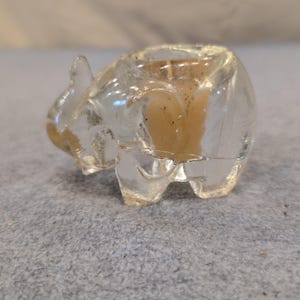 Vintage Clear Glass Elephant Figurine with Integrated Candle Made in Taiwan image 1