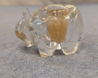 ヴィンテージ クリアガラス製象の置物（キャンドル内蔵）台湾製