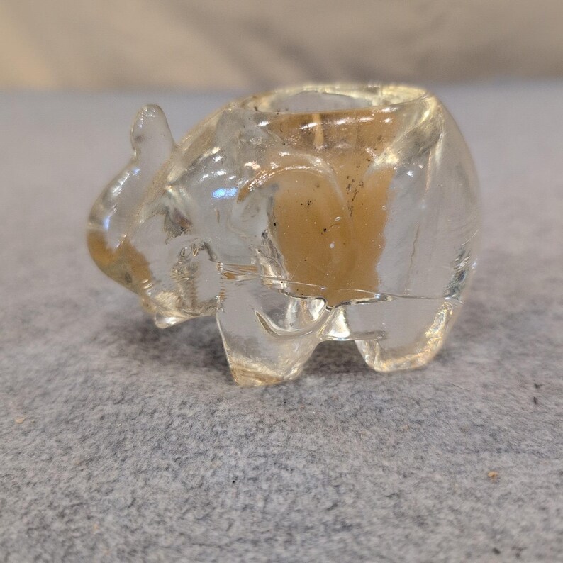 Vintage Clear Glass Elephant Figurine with Integrated Candle Made in Taiwan image 1
