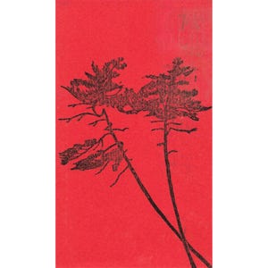Vintage Gwen Frostic Block Print Postcard Pine Trees Red Presscraft 1967 VG image 1