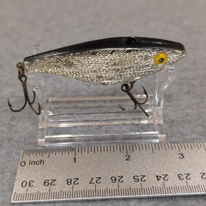 Vintage Rebel Racket-Shad Fishing Lure Silver Black Fish Eye Hard Bait image 4