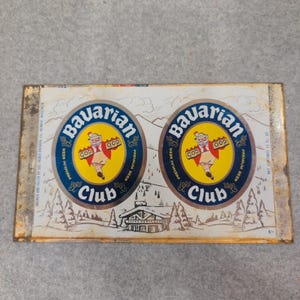 Vintage Bavarian Club Premium Bierdose aus Metall, flach, Jos Huber Brauerei, Wisconsin Bild 1