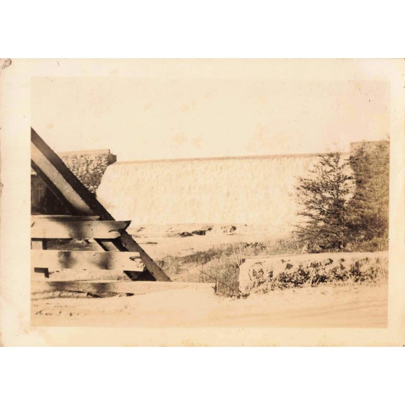 1940's Vintage Dam Waterfall Landscape Photograph South Carolina image 1