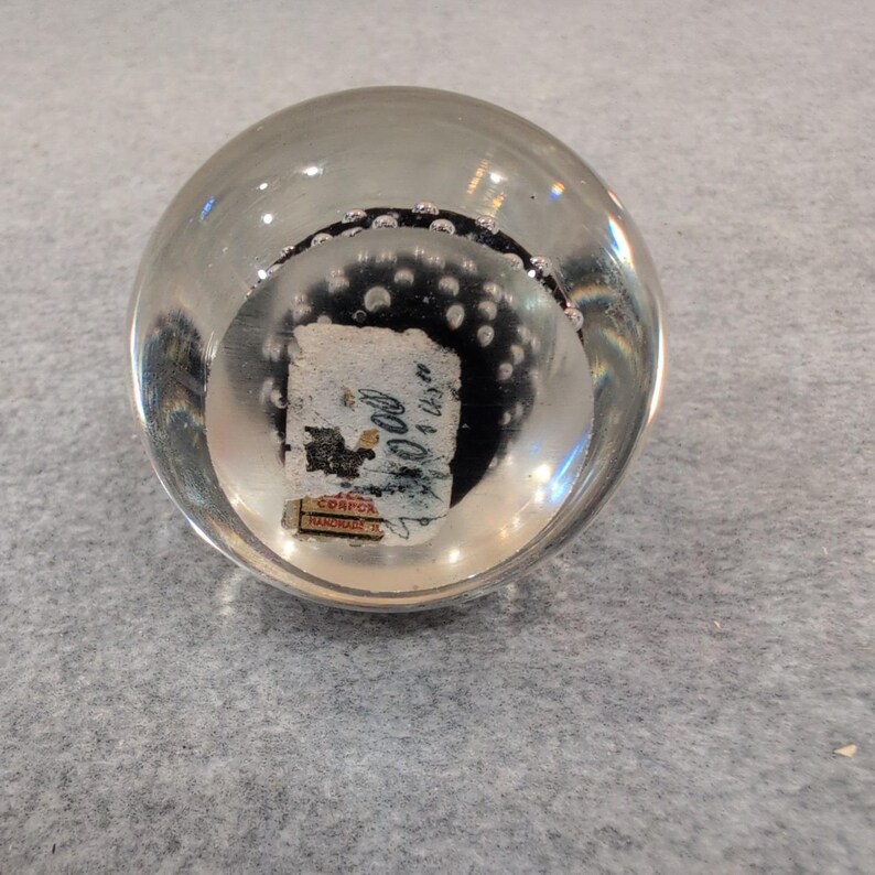 Kreiss Glass Figurine Bubble Bird Paperweight Red Eyes Black Body Handcrafted image 5