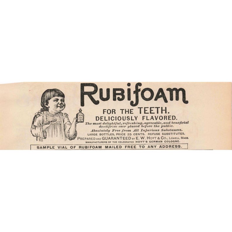 1891 Rubifoam för tänderna Härligt smaksatt vintagereklamtryck bild 1