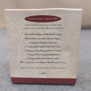 Hallmark Keepsake Ornament Peace on Earth 1993 Collector's Poland Handcrafted image 2