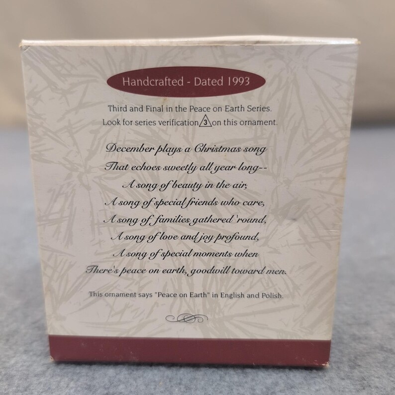 Hallmark Keepsake Ornament Peace on Earth 1993 Collector's Poland Handcrafted image 2